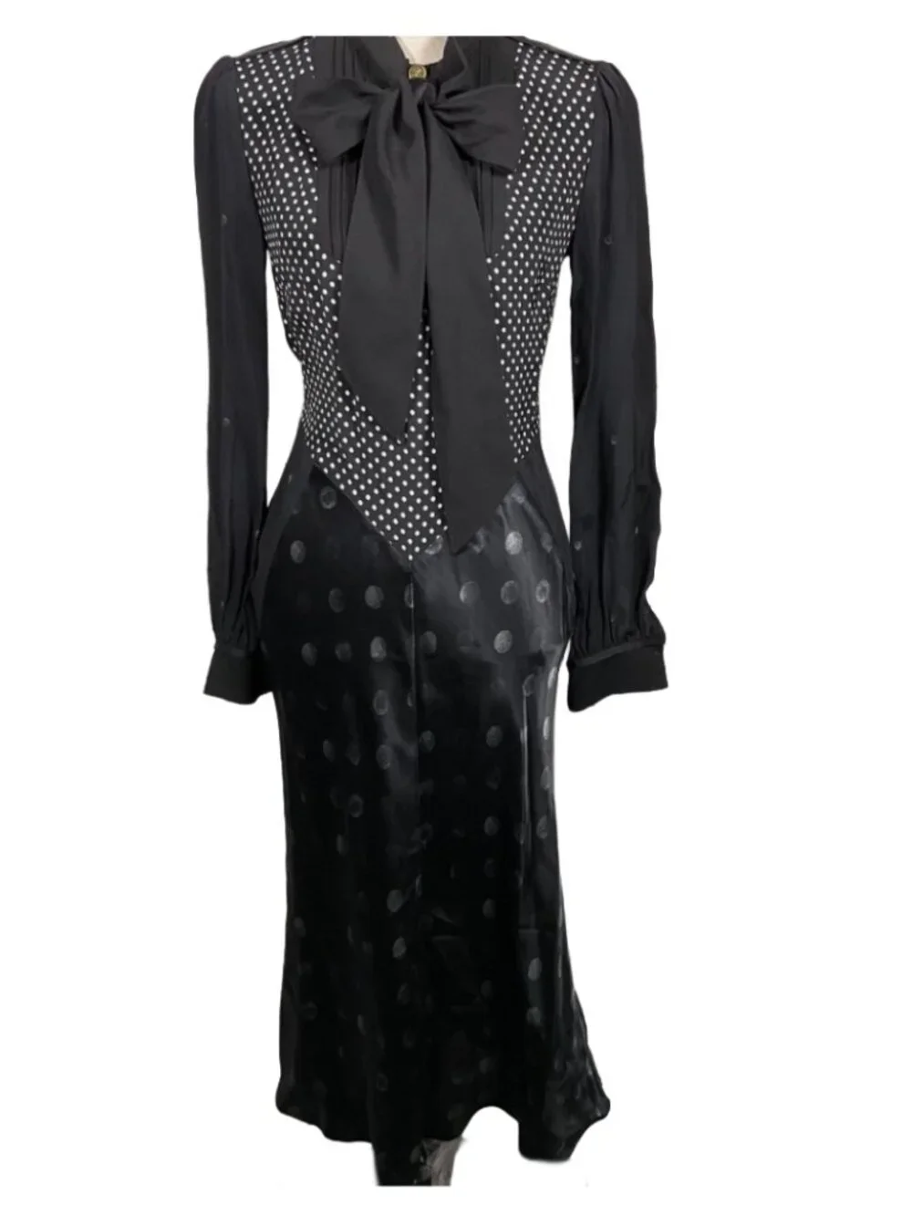 Coach Mixed Dot Bow Neck Dress Women's